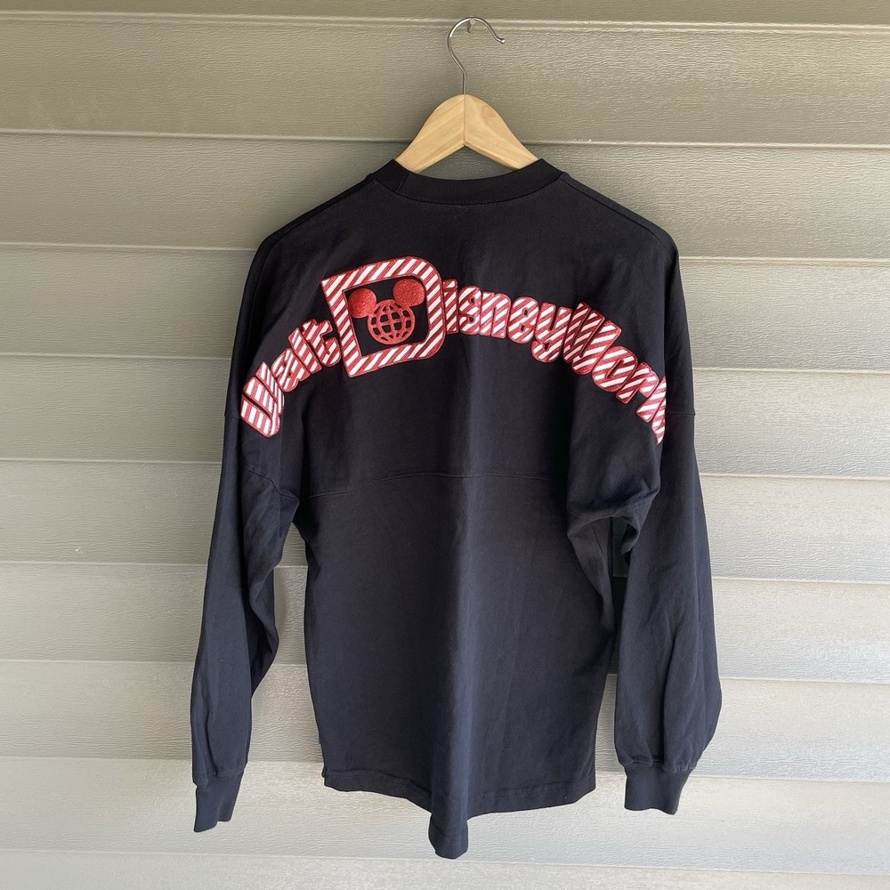 Disney World Parks Mickey Mouse Candy Cane Christmas Spirit Jersey Black Size XS